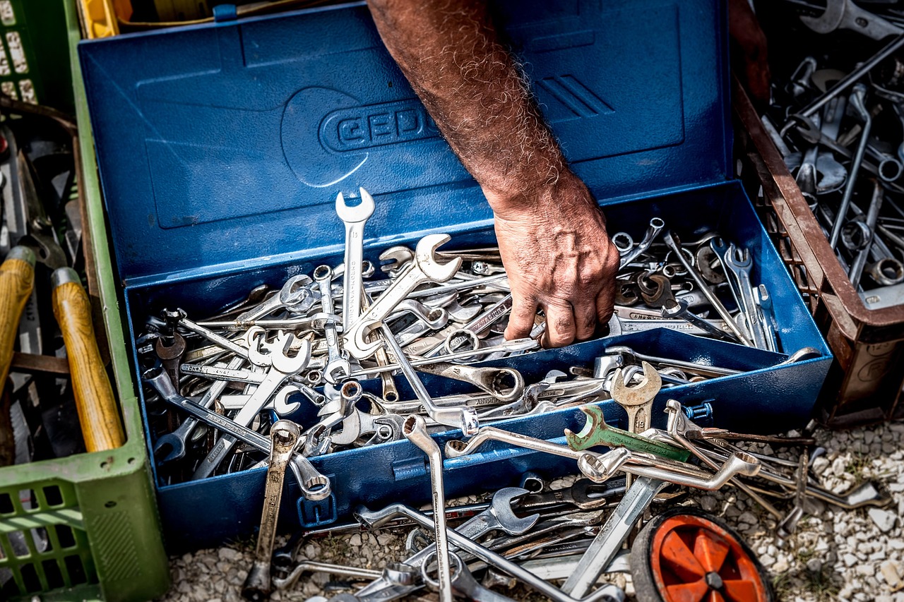 hand tools in a toolbox